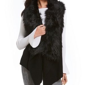 NWT Michael Kors Black Faux Fur Trim Sweater Vest